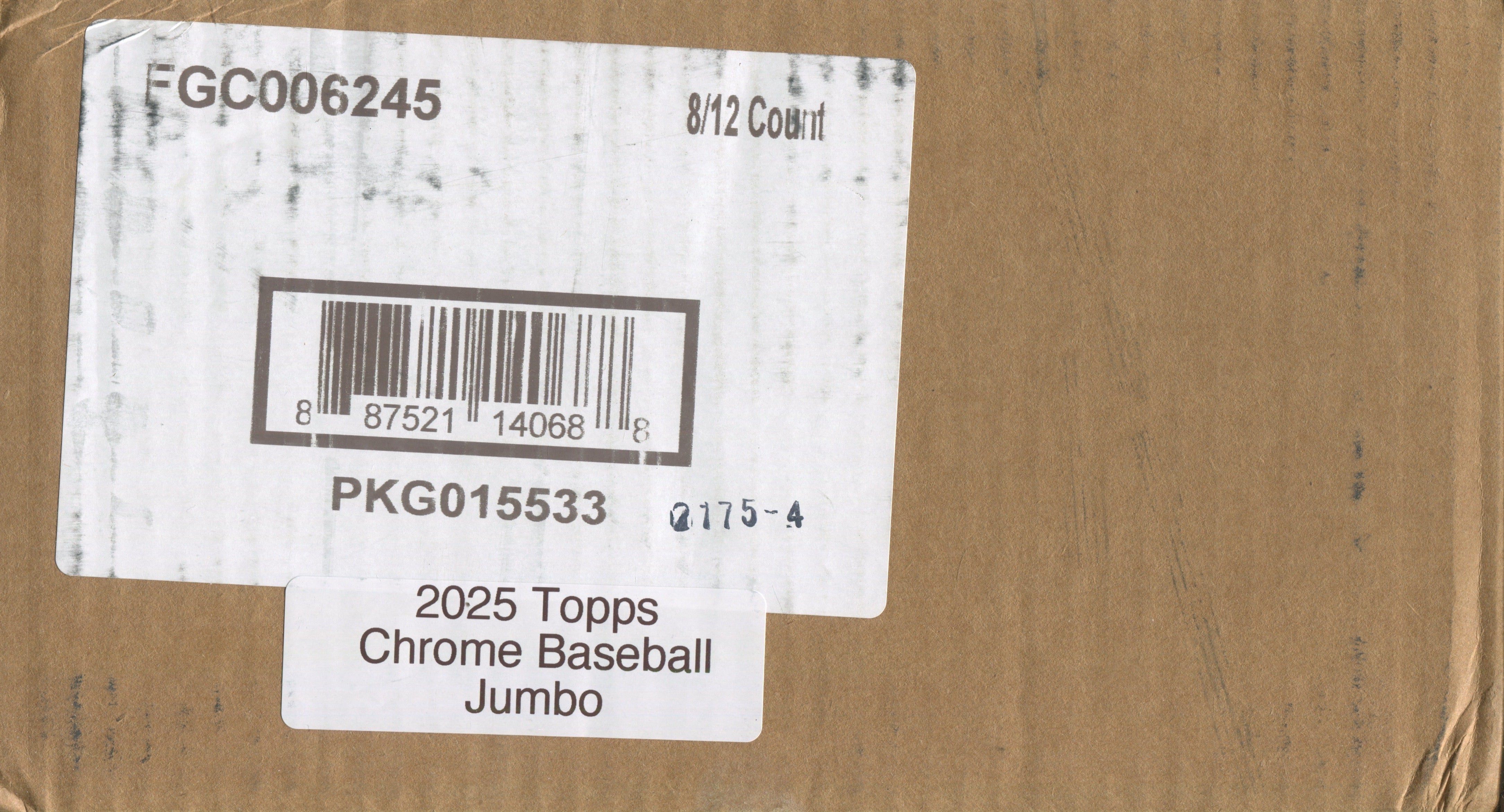 Topps Chrome Baseball 2025 Jumbo 8-Box Case