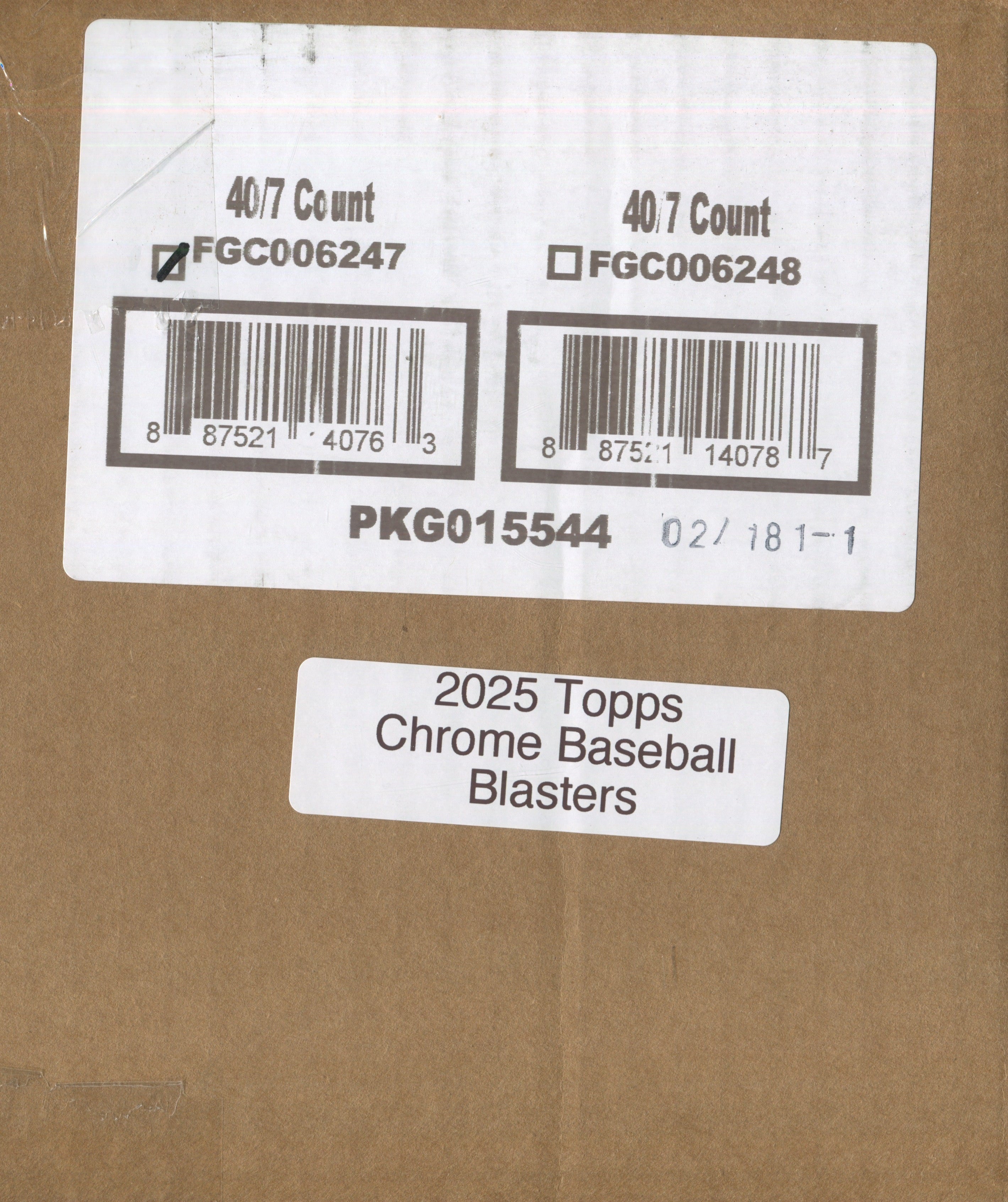 Topps Chrome Baseball 2025 Blaster Box Case - 40 Boxes